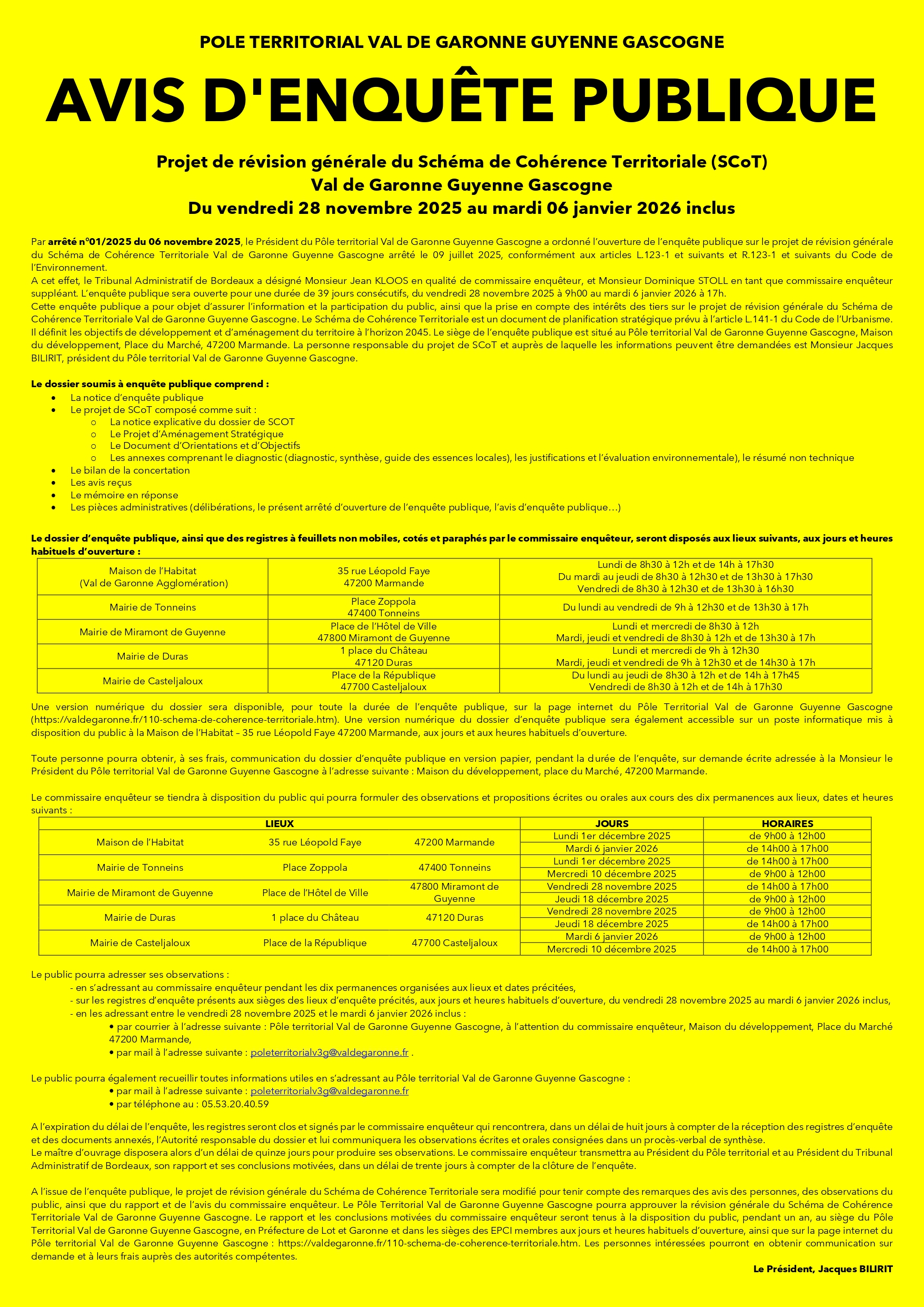 Avis d&rsquo;enquête publique SCOT